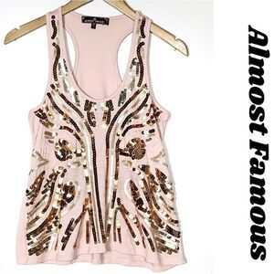 Almost Famous Pink Sequin Tank Top
